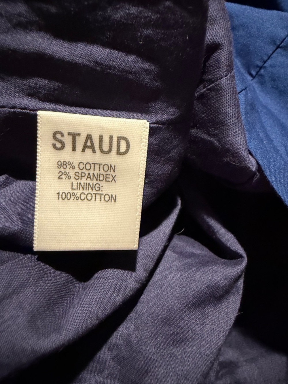 Staud Blue Cotton Scoop Square Neck Puff Sleeve Blouse 4 - Picture 5 of 5